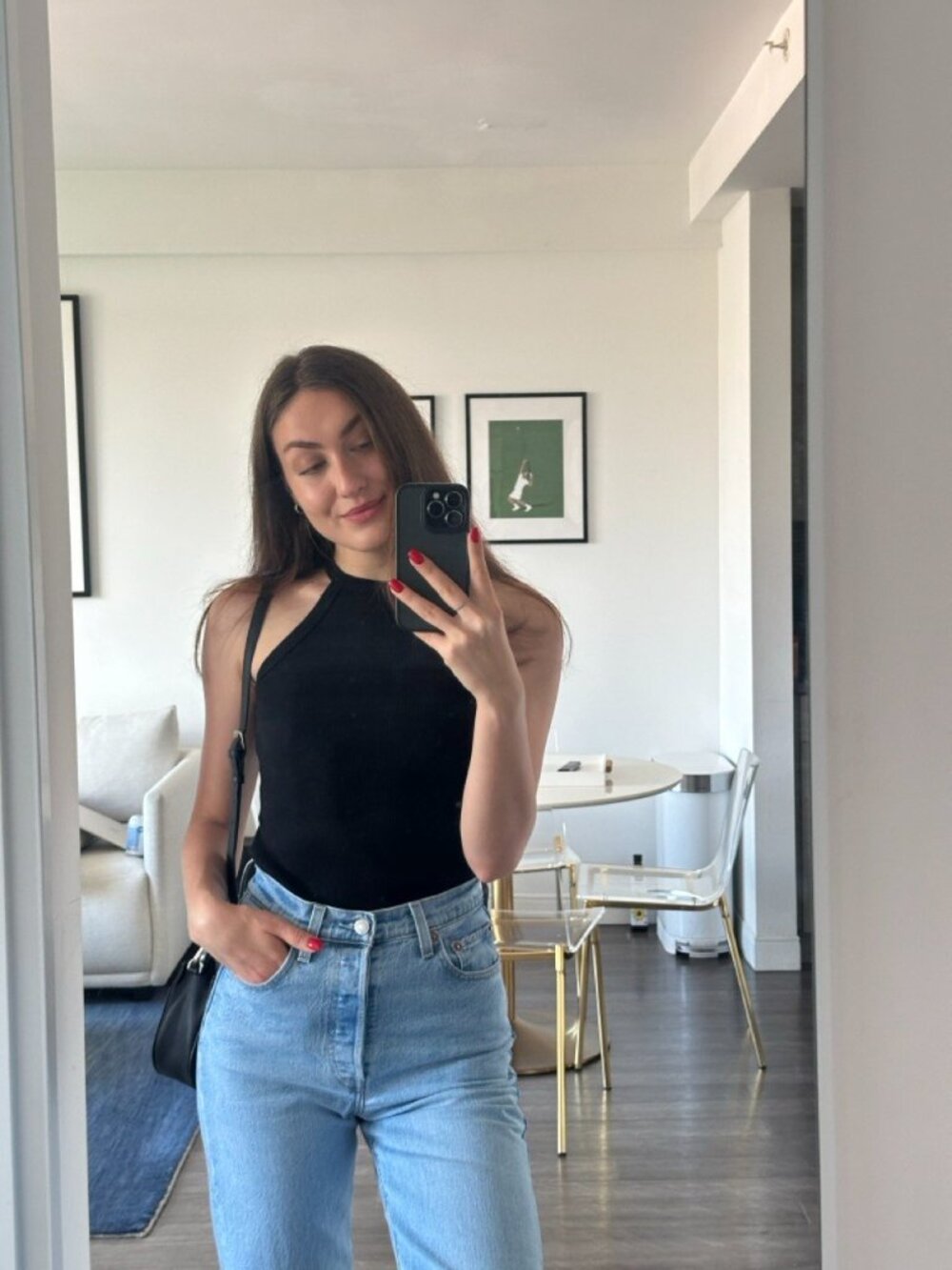 H&M Black Ribbed High Neck Tank Top